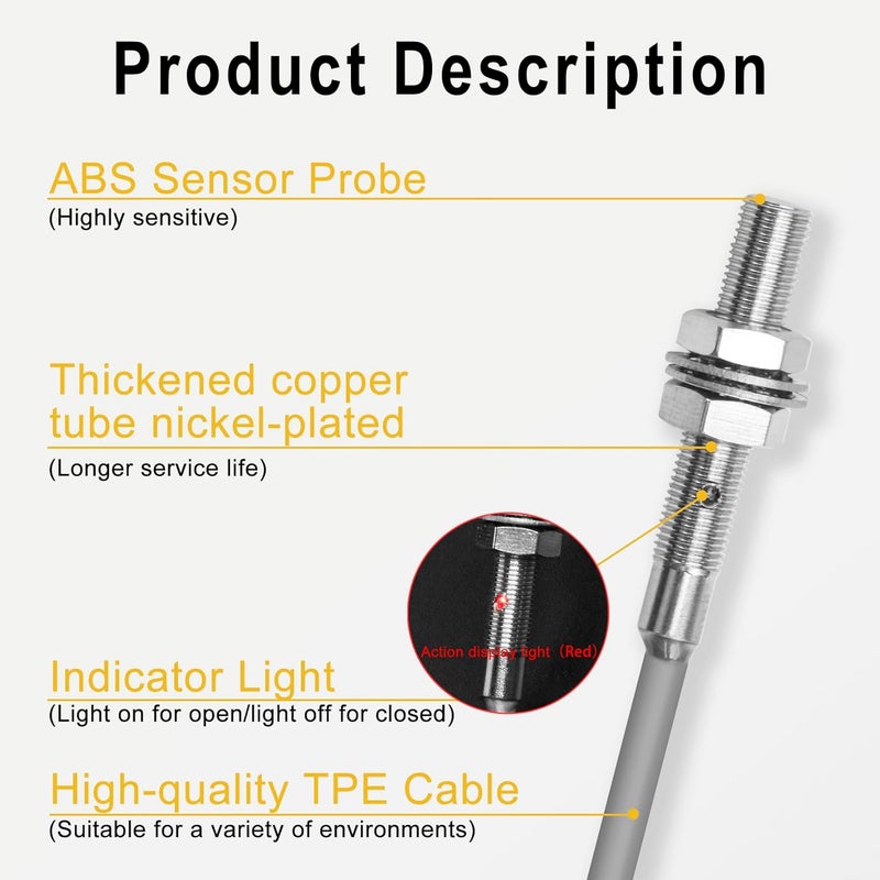 Heschen M5 Inductive Proximity Sensor Switch Shield Type LJ5A3-1-Z/AX Detector 1mm 10-30VDC 150mA NPN Normally Closed(NC) 3 Wire - Image 5
