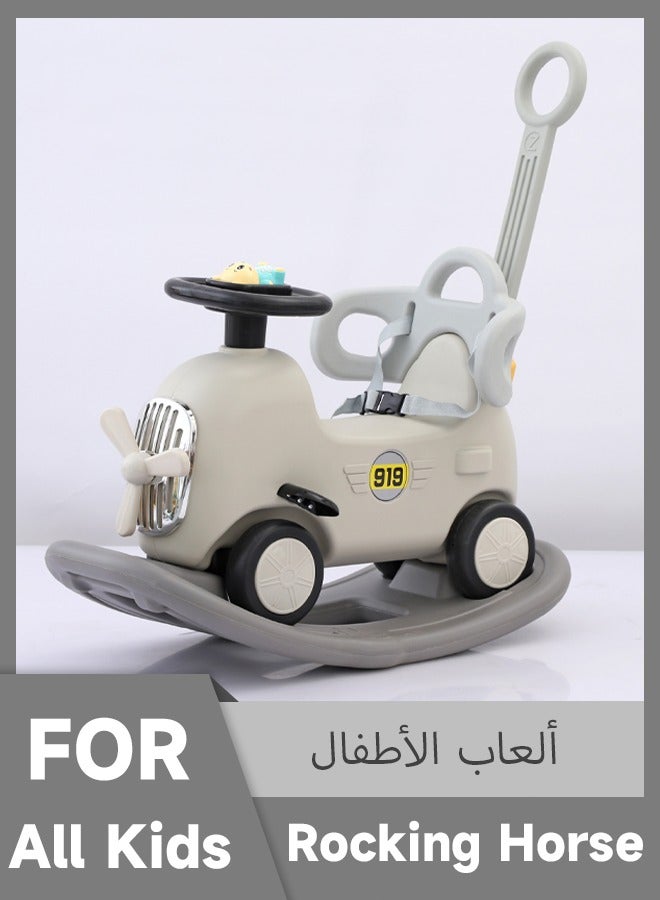 Multi-function Plastic Animal Rocking Horse Rocker Chair,Baby Carriage Child Trolley,Kid's Ride on Toys,children's Balance Bike Toys ,rocking horse3-in-1 Rocking Horse Rocking Animal and Ride-On Car with Removable Balance Board, Rocking Chair with Wheels  - Image 1