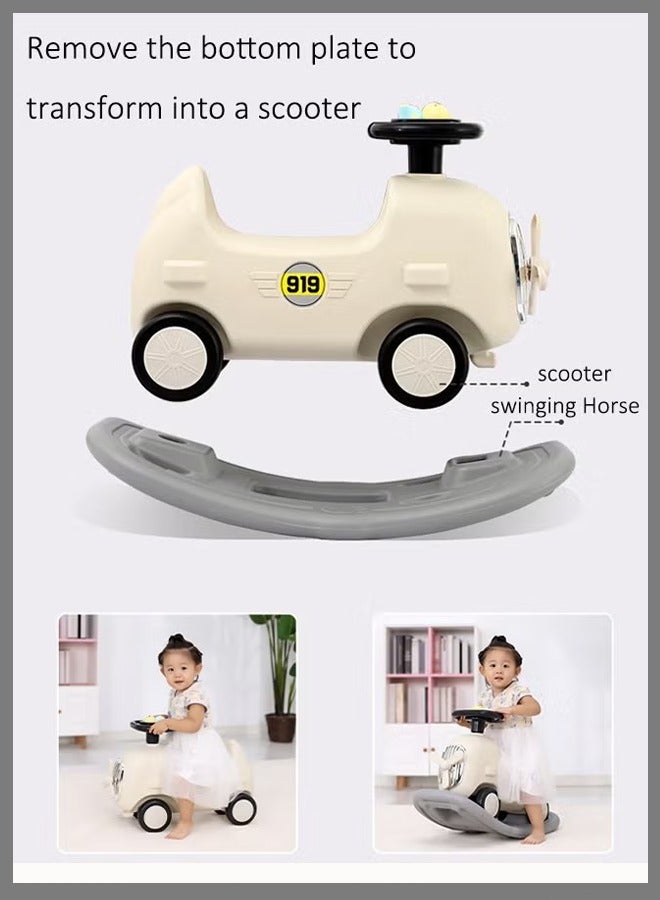 Multi-function Plastic Animal Rocking Horse Rocker Chair,Baby Carriage Child Trolley,Kid's Ride on Toys,children's Balance Bike Toys ,rocking horse3-in-1 Rocking Horse Rocking Animal and Ride-On Car with Removable Balance Board, Rocking Chair with Wheels  - Image 3