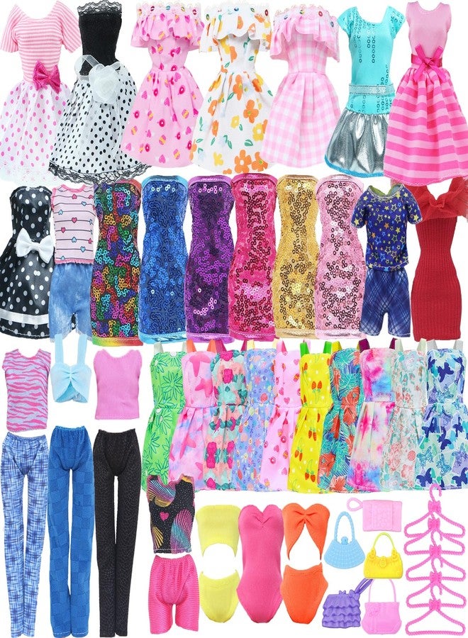 BLIJOLA Doll Clothes 21Pcs Including 3 Fashion Dresses 5 Daily Slip Dresses 2 Casual Tops and Pants Outfits 2 Sequins Dress 1 Swimsuit 3 Bags 5 Hangers Accessories for 11.5 inch Girl Doll - Image 1