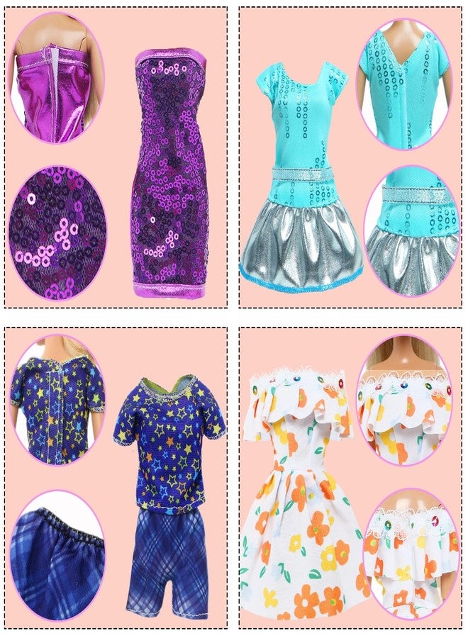 BLIJOLA Doll Clothes 21Pcs Including 3 Fashion Dresses 5 Daily Slip Dresses 2 Casual Tops and Pants Outfits 2 Sequins Dress 1 Swimsuit 3 Bags 5 Hangers Accessories for 11.5 inch Girl Doll - Image 4