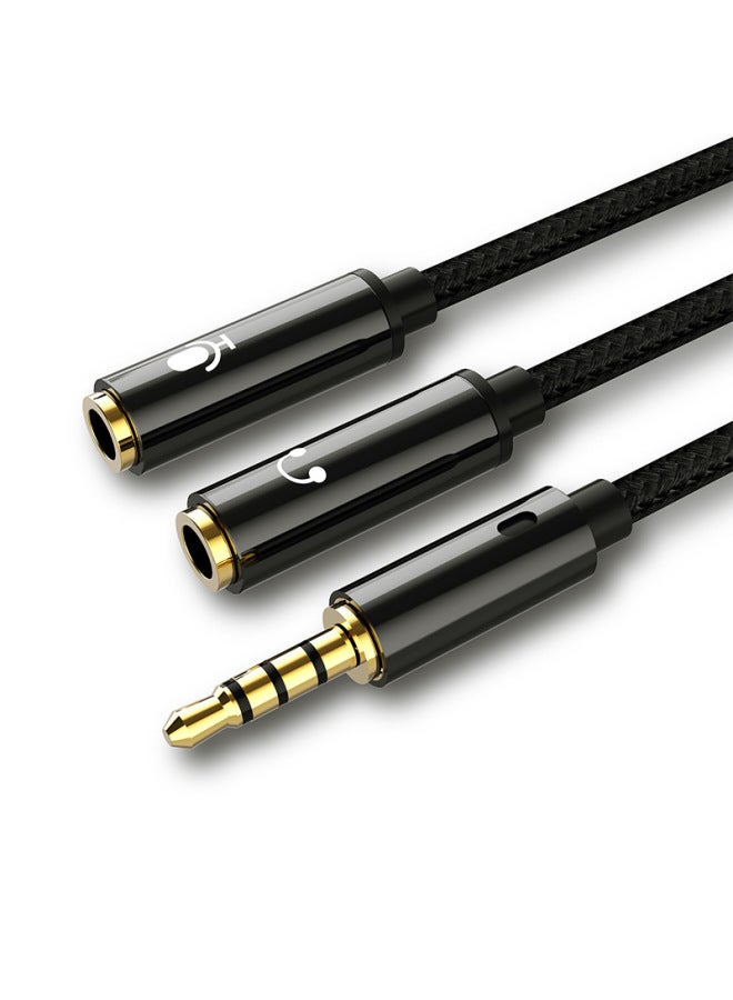 Headset Microphone Two-in-One Adapter Computer Voice Microphone Audio Line Mobile Phone Headset One-to-Two Converter-Colour:Single Male To Double Female  Braided Alloy Durable Model 0.25m  - Image 3