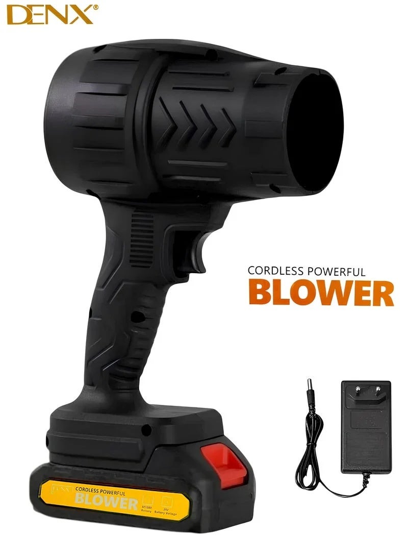 Denx Portable and Lightweight Cordless Air Blower with 21V Battery, 550W Motor - Battery Powered Turbo Cleaning and Drying Tool - Compact and Lightweight Black Air Blower for Home, Car, and Electronics Cleaning - Powerful Airflow for Quick Drying and Cleaning Tasks - Image 1