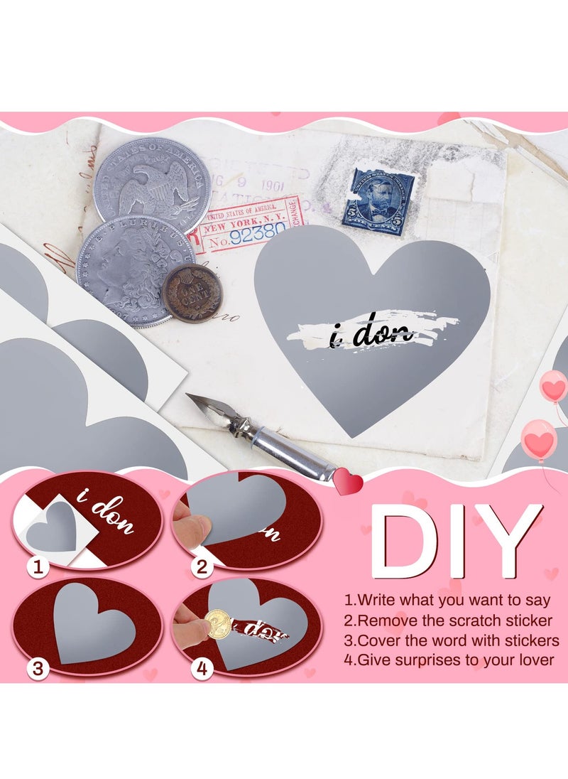 Captaintech Heart Scratch Off Stickers Labels 100 Pcs Heart Shaped Scratch Off Stickers Colored Scratch Stickers Self Adhesive Peel and Stick DIY Labels Cards for Games Wedding Fundraisers Promotions  - Image 4