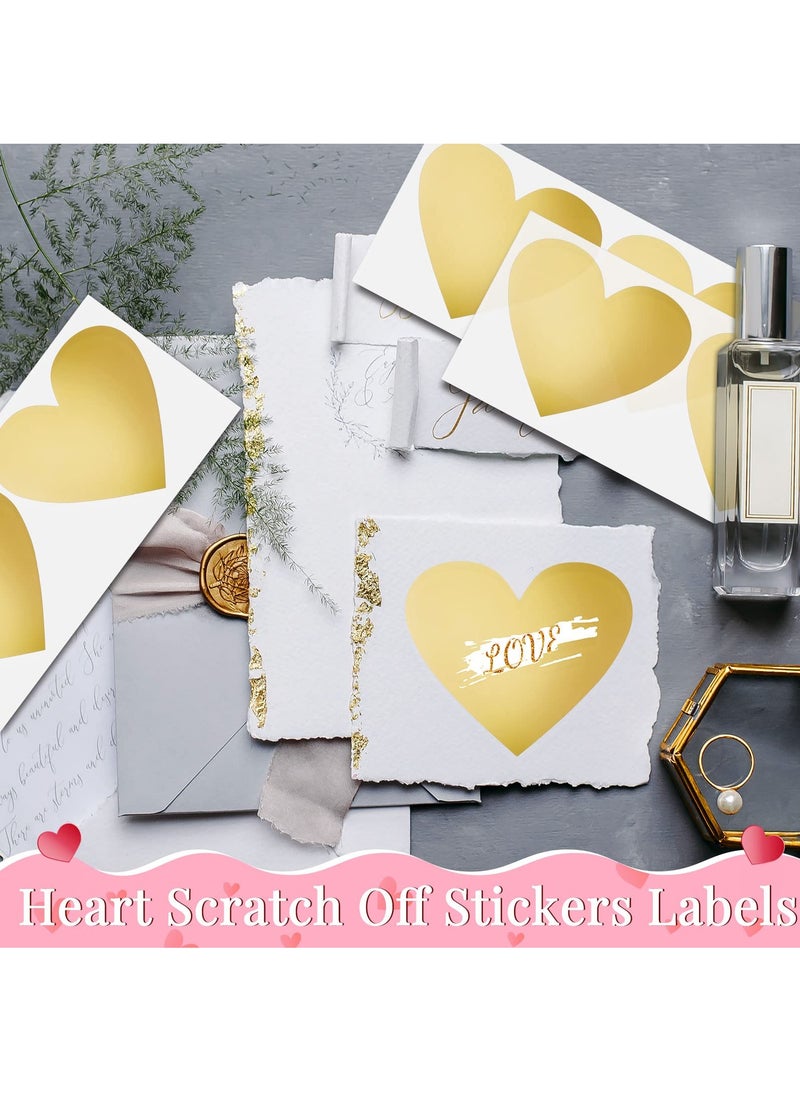 Captaintech Heart Scratch Off Stickers Labels 100 Pcs Heart Shaped Scratch Off Stickers Colored Scratch Stickers Self Adhesive Peel and Stick DIY Labels Cards for Games Wedding Fundraisers Promotions  - Image 3