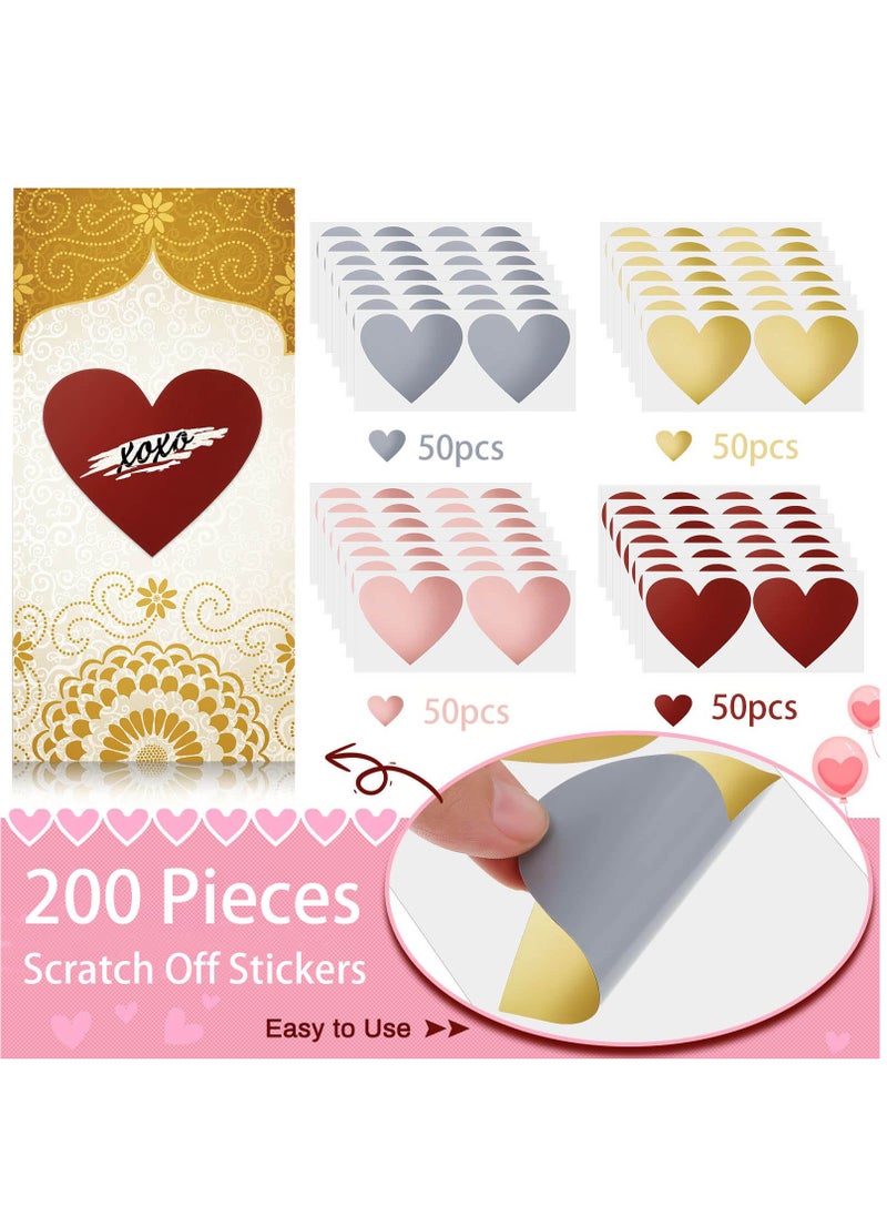 Captaintech Heart Scratch Off Stickers Labels 100 Pcs Heart Shaped Scratch Off Stickers Colored Scratch Stickers Self Adhesive Peel and Stick DIY Labels Cards for Games Wedding Fundraisers Promotions  - Image 2