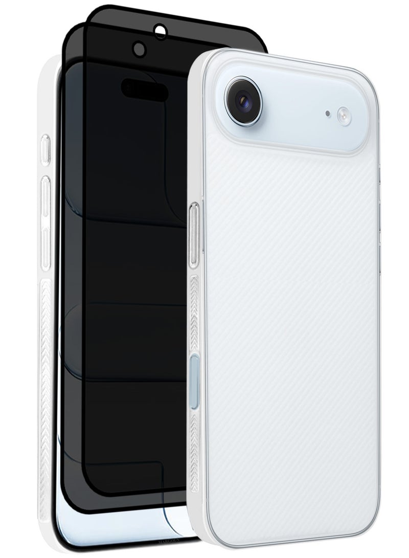 CATANES 3 Packs Case Cover for iPhone 17 Air - Sturdy Durable Ultra-Thin Case - Air Skin Line Design Transparent Back Cover -  Drop Protection Cover  with Two Privacy Screen Protectors - White - Image 1