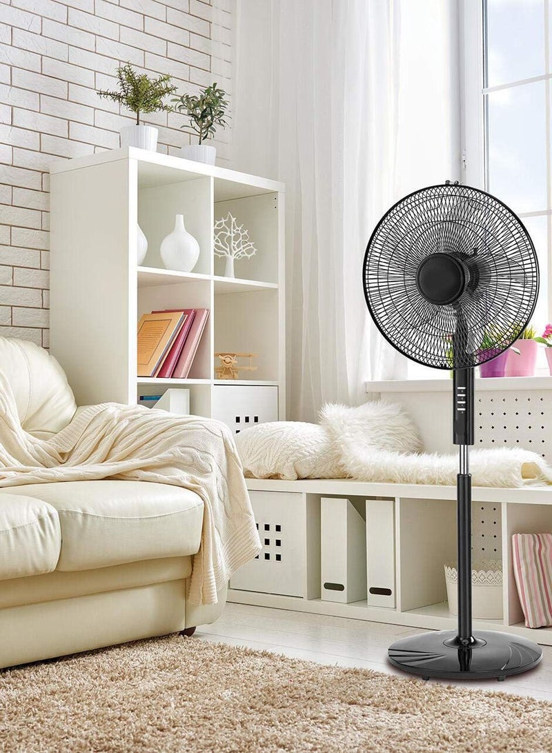 erorex Stand Fan 3 Speed Wide Oscillation 5AS Blade Design 16 Inch 60W Black - Image 2