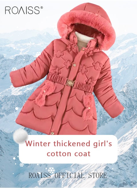 Girls Down Parka Little Big Girls Hooded Winter Coat Spring Puffer Jacket Tunic Long Padded Overcoat