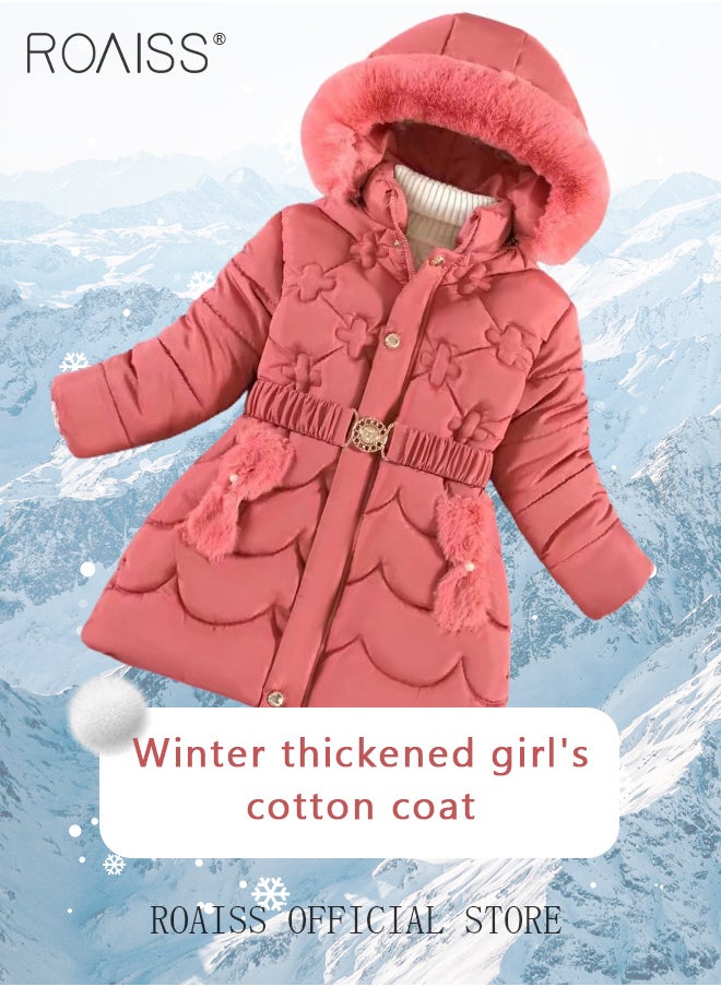 roaiss - Girls Down Parka Little Big Girls Hooded Winter Coat Spring Puffer Jacket Tunic Long Padded Overcoat - Image 1