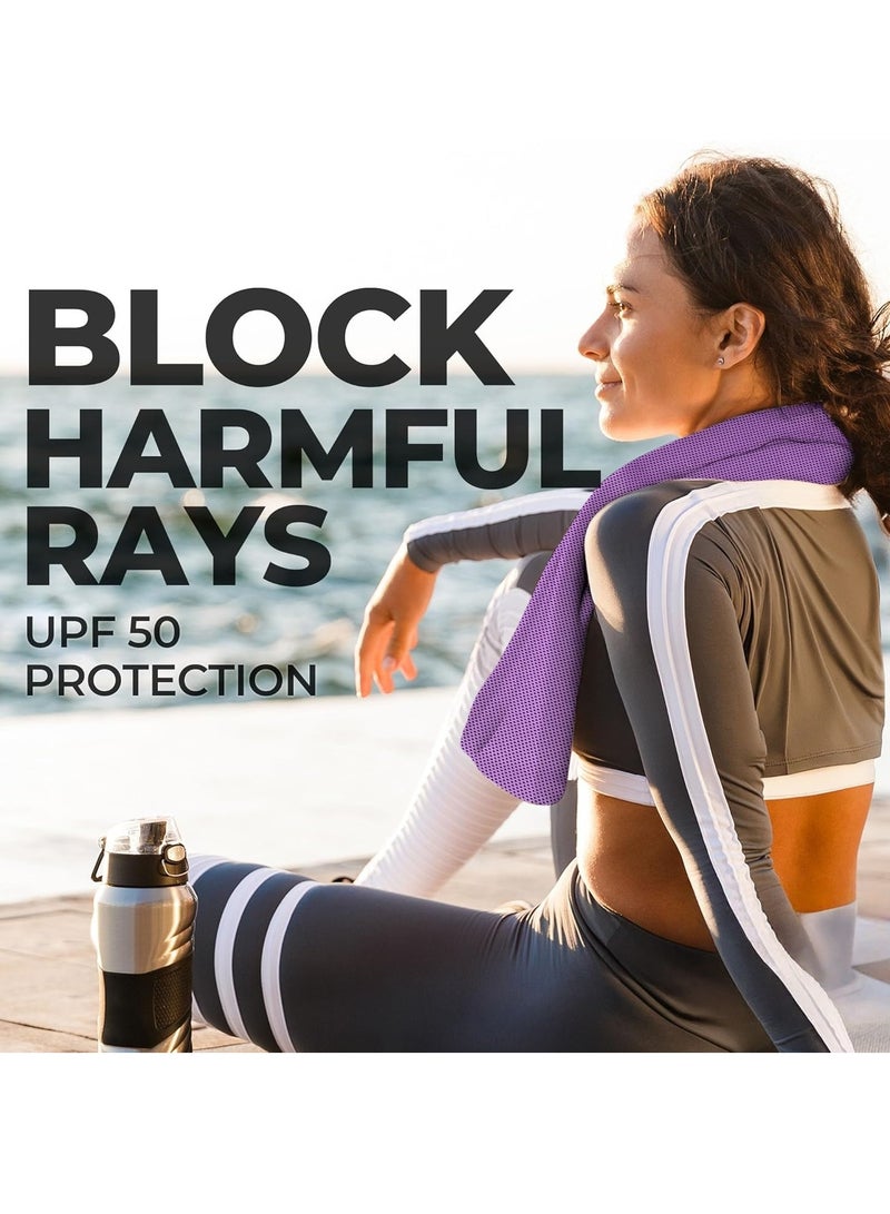 أفضل ذروة عبوتان من مناشف تبريد من الألياف الدقيقة للسفر، مناشف صالة ألعاب رياضية للسفر، منشفة جافة في العرق، مناشف باردة مع حقيبة تخزين محمولة لمناشف التبريد 30 × 90 سم للتمرين والجري وركوب الدراجات والطقس الحار، حماية من الأشعة فوق البنفسجية UPF 50+، مناشف صالة ألعاب رياضية مبردة للرجال والنساء - Image 5