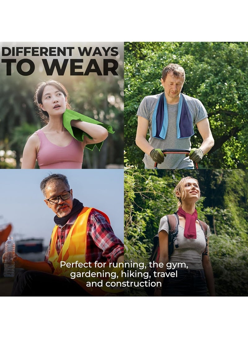 أفضل ذروة عبوتان من مناشف تبريد من الألياف الدقيقة للسفر، مناشف صالة ألعاب رياضية للسفر، منشفة جافة في العرق، مناشف باردة مع حقيبة تخزين محمولة لمناشف التبريد 30 × 90 سم للتمرين والجري وركوب الدراجات والطقس الحار، حماية من الأشعة فوق البنفسجية UPF 50+، مناشف صالة ألعاب رياضية مبردة للرجال والنساء - Image 4