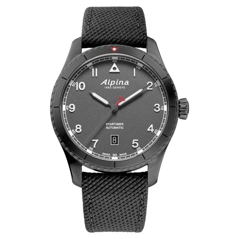 Alpina Men's Startimer Pilot Swiss Automatic Titanium Black Plated Case Watch, Grey Rubber Strap Model: AL-525G4TS26 - Image 5