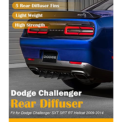 Deargooday Rear Diffuser 5 Piece Kit V2 for Dodge Challenger SXT SRT RT Hellcat 2009-2014, Black - Image 2