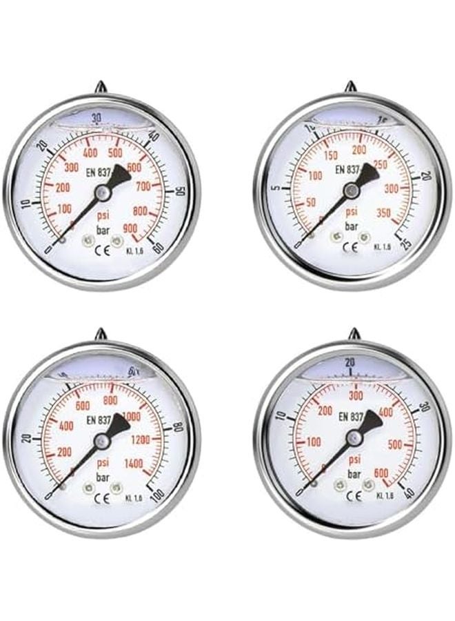 مقياس ضغط من الفولاذ المقاوم للصدأ مقاوم للماء 0-60 بار لمرشح المياه ومضخة البئر وإطار الهواء - Image 3