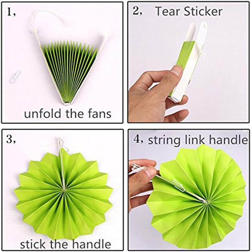 INCHEON PARTY Paper Fan Flower Hanging Set,Colorful Round Pattern Paper Garlands Decoration for Birthday Wedding Graduation Party Decorations Colorful 12pcs - Image 4