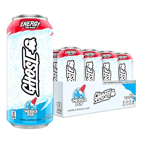 GHOST Energy Drink - 12-Pack, 'Merica Pop, 16oz Cans - Energy & Focus & No Artificial Colors - 200mg of Natural Caffeine, L-Carnitine & Taurine - Gluten-Free & Vegan - Image 1
