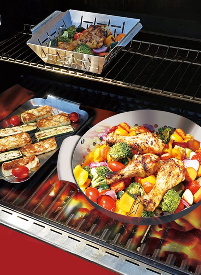 السنيدي سلة شواء غير لاصقة، شبك شواء، فضي، مقاس 22.5* 22.5* 5 سم - Image 4