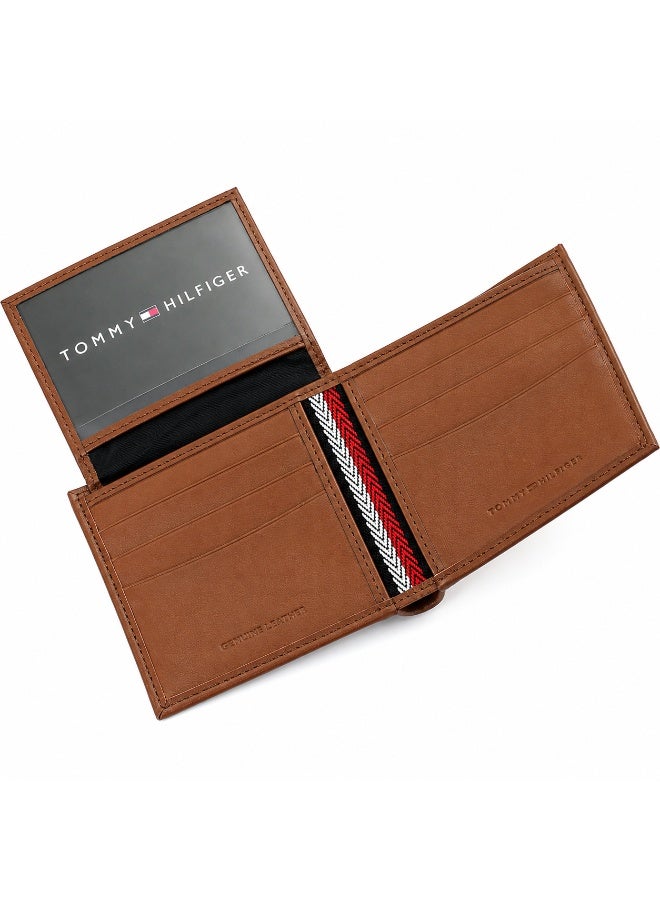 Hilfiger Denim Tommy Hilfiger Denim Men's Bifold Wallet – Brown Leather with Signature Stripe Detail - Image 2