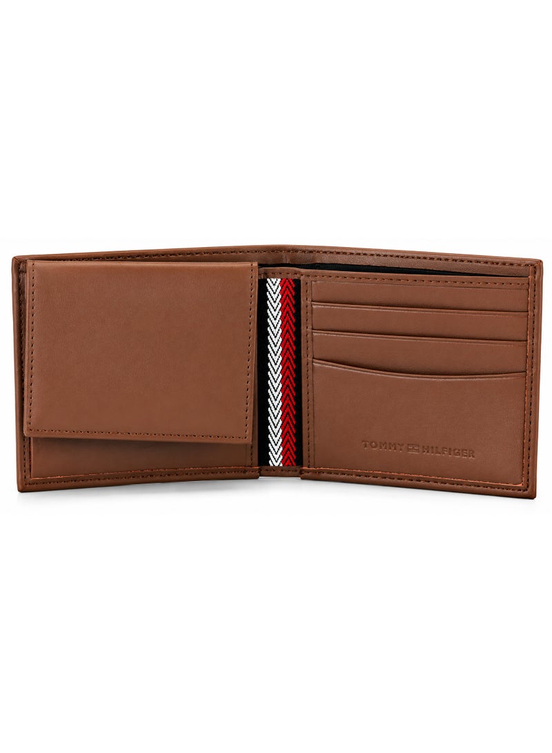 Hilfiger Denim Tommy Hilfiger Denim Men's Bifold Wallet – Brown Leather with Signature Stripe Detail - Image 3