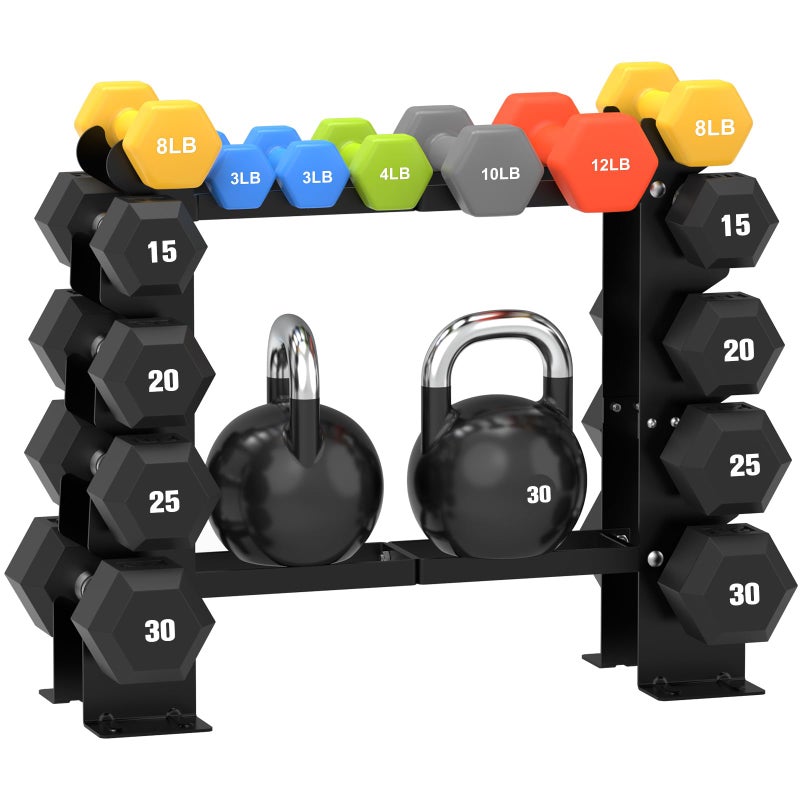 DERACY Dumbbell Rack Stand Only, 5 Tier Black Dumbbell Stand for Home Gym, Heavy Duty Steel Weight Rack Holds 8-30LB Pairs, 450LBS Capacity Free Weight Storage Organizer for Strength Training Equipment - Image 1