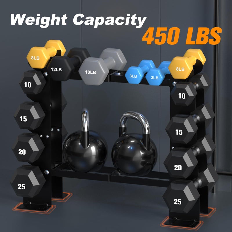 DERACY Dumbbell Rack Stand Only, 5 Tier Black Dumbbell Stand for Home Gym, Heavy Duty Steel Weight Rack Holds 8-30LB Pairs, 450LBS Capacity Free Weight Storage Organizer for Strength Training Equipment - Image 4