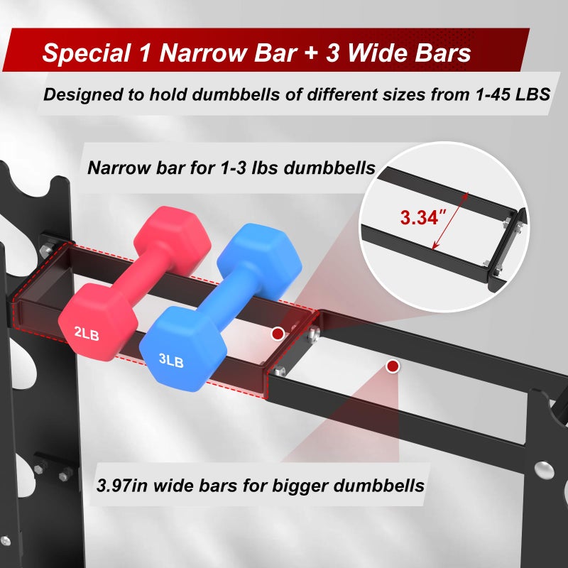 DERACY Dumbbell Rack Stand Only, 5 Tier Black Dumbbell Stand for Home Gym, Heavy Duty Steel Weight Rack Holds 8-30LB Pairs, 450LBS Capacity Free Weight Storage Organizer for Strength Training Equipment - Image 5
