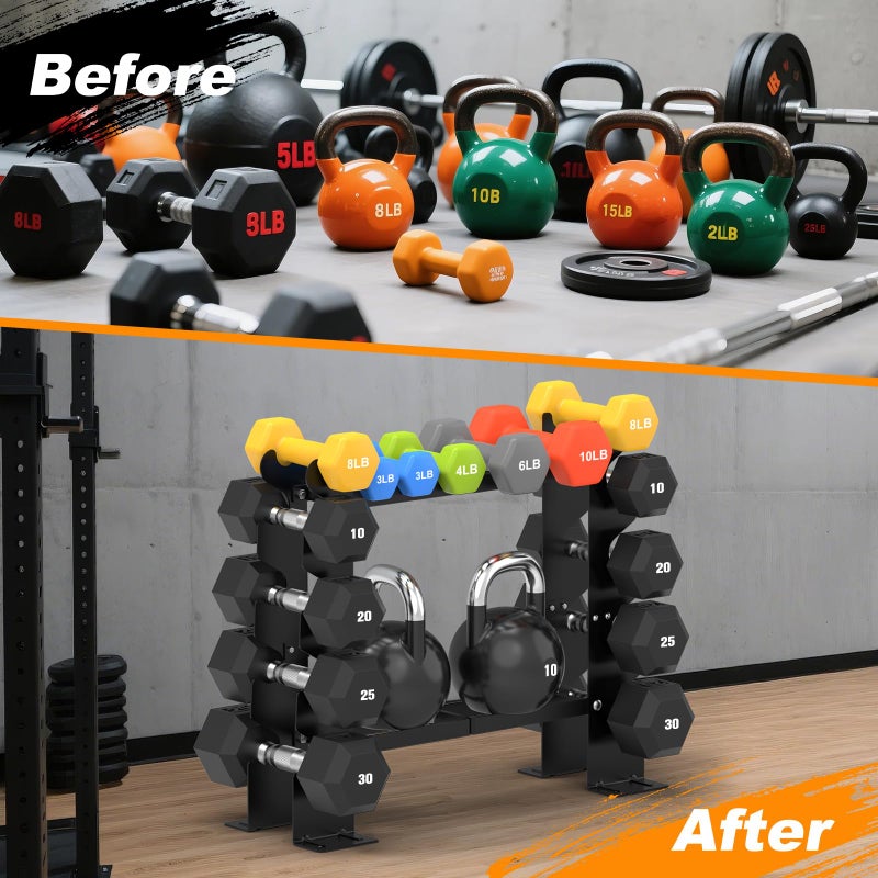 DERACY Dumbbell Rack Stand Only, 5 Tier Black Dumbbell Stand for Home Gym, Heavy Duty Steel Weight Rack Holds 8-30LB Pairs, 450LBS Capacity Free Weight Storage Organizer for Strength Training Equipment - Image 2