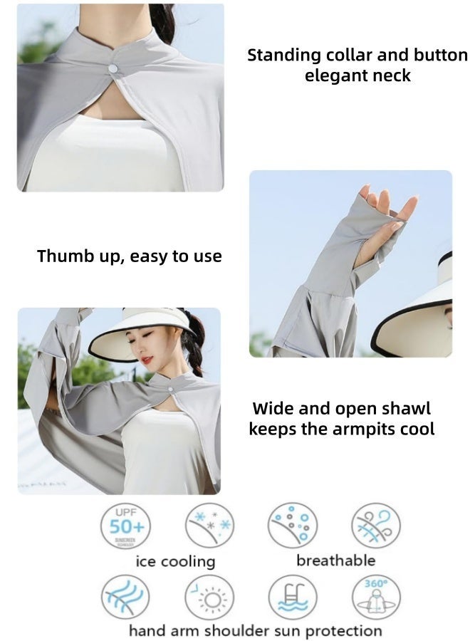 BESTPEAK Women's Cooling Shawl Arm Sleeve Neck Sun Protection Cape Sun-proof Cover Cloak for Women Summer SPF Long Sleeve - Image 5