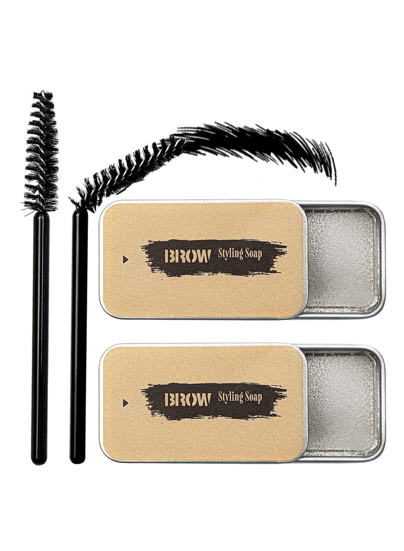 Captaintech 2PCS Eyebrow Soap Kit, 4D Eyebrow Gel Long Lasting Brows Styling Soap Waterproof Brow Gel Eyebrow Wax Makeup Brow Pomade - Image 1