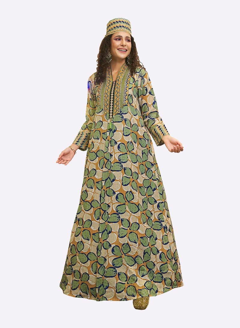 Sara Arabia جلابية سارة العربية بتصميم البرسيم - Image 1