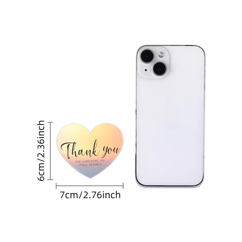 GINCEVHY 150 Pcs Holographic Love Heart Shaped Thank You Cards, 2.36 x 2.76 Small Business Encouragement Cards for Handwritten Message, Greeting Cards for Wedding, Baby Shower, Small Business, All Occasion - Image 3