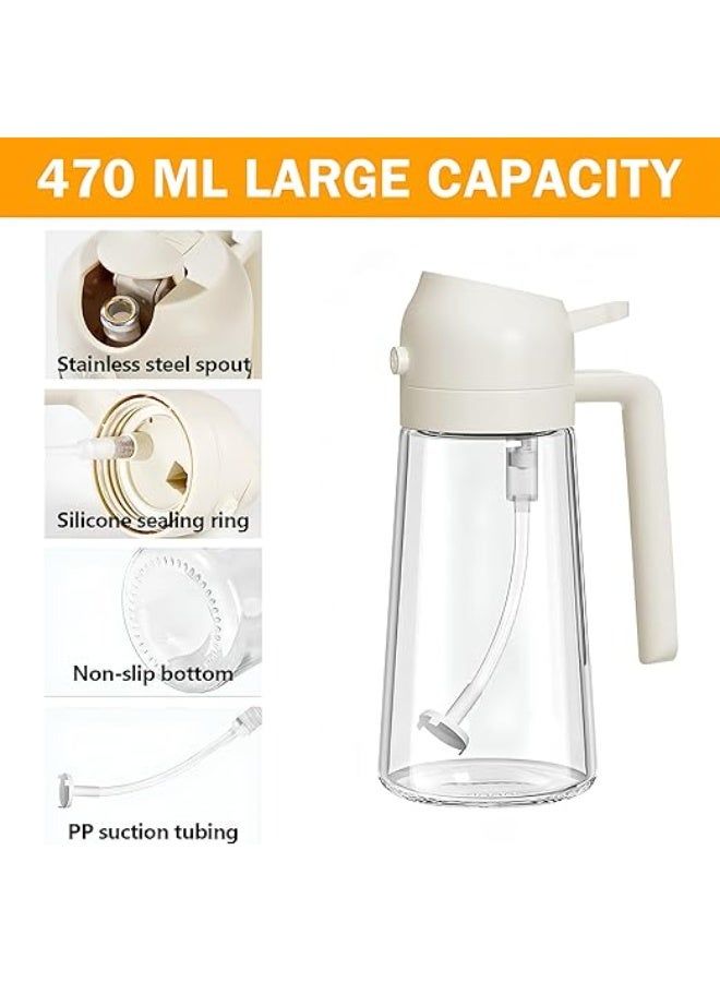 DUNISO 2 in 1 Oil Spray Bottle，Oil Dispenser Bottle，Oil Sprayer & Dispenser，Leak proof，for Air Fryer, Cooking, Frying, Salad, BBQ, Baking, Grill，470ml，White - Image 2