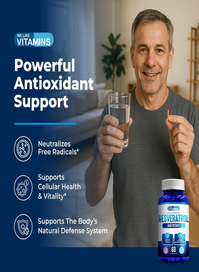 We Like Vitamins Resveratrol 1000mg per Serving - 60 Easy to Swallow Veggie Capsules - Natural Resveratrol Supplement 1000mg - Antioxidant Supplement Helps Support Immune System - Image 4