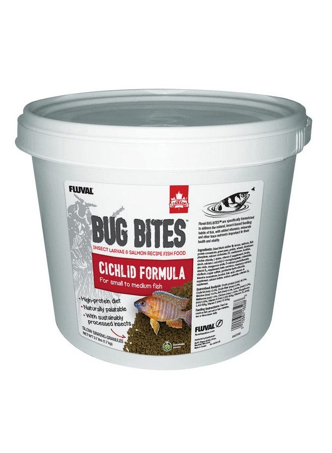 فلوفال طعام أسماك السيشليد من Fluval Bug Bites، حبيبات للأسماك الصغيرة والمتوسطة الحجم، 3.74 رطل، A6598 - Image 1