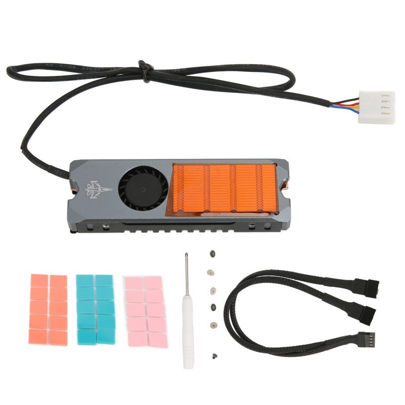 جيي المشتت الحراري M.2 SSD بمروحة دودية ذكية PWM مع ضبط تلقائي - مبرد SSD بحجم 2280 من النحاس النقي لأمن البيانات - Image 1