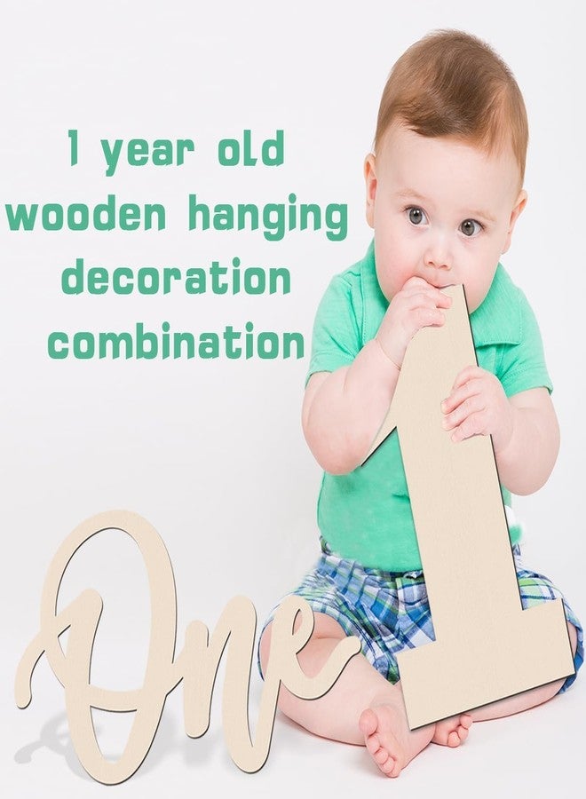 Cliths Wooden 1st Birthday Sign Set Charming Number “1” & “one” Cutout Letter Props for Memorable Celebrations. - Image 4