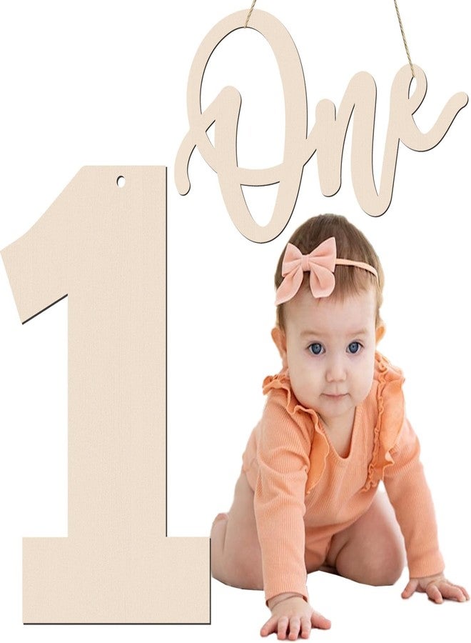 Cliths Wooden 1st Birthday Sign Set Charming Number “1” & “one” Cutout Letter Props for Memorable Celebrations. - Image 1
