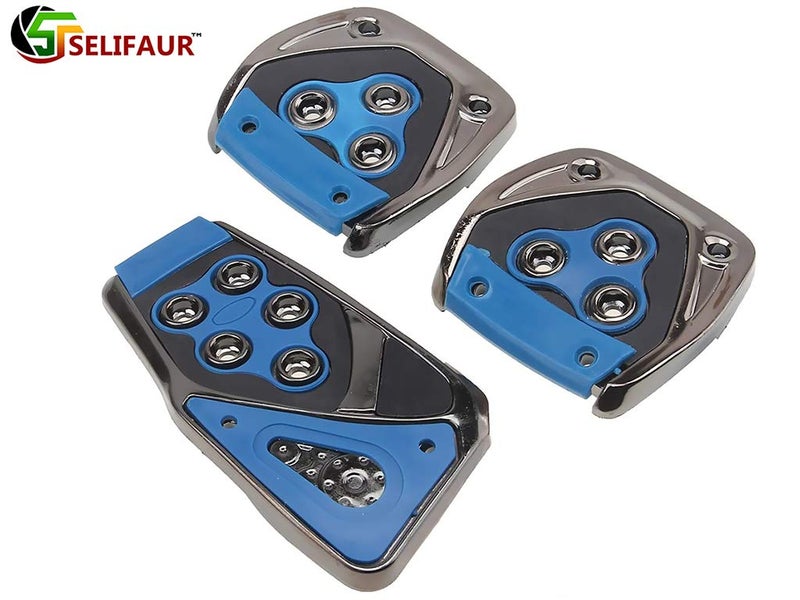 Selifaur - 3 Pcs Blue Non-Slip Manual Car Pedals kit Pad Covers Set for Nano - Image 4