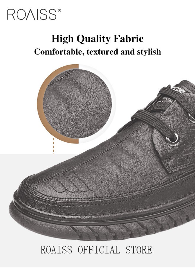 roaiss - Men Business Casual Shoes Genuine Leather Shoes with Crocodile Pattern Slip Resistant Soft Sole Lace Up Design - Image 1