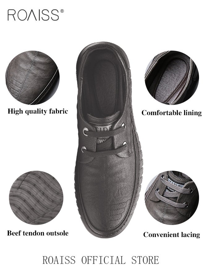 roaiss - Men Business Casual Shoes Genuine Leather Shoes with Crocodile Pattern Slip Resistant Soft Sole Lace Up Design - Image 1