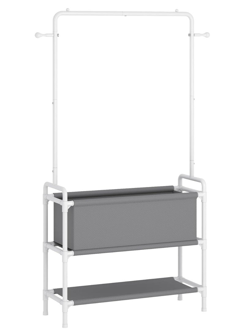 Taizz Ventures - Clothing Rack with Storage Bag, 3-in-1 Garment Rack, Non-woven Shelves for Shoes, Clothes Rack for Bedroom, Hallway, Entryway - White - Image 1