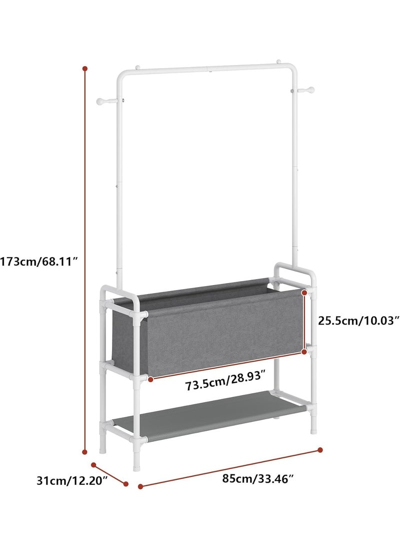 Taizz Ventures - Clothing Rack with Storage Bag, 3-in-1 Garment Rack, Non-woven Shelves for Shoes, Clothes Rack for Bedroom, Hallway, Entryway - White - Image 1