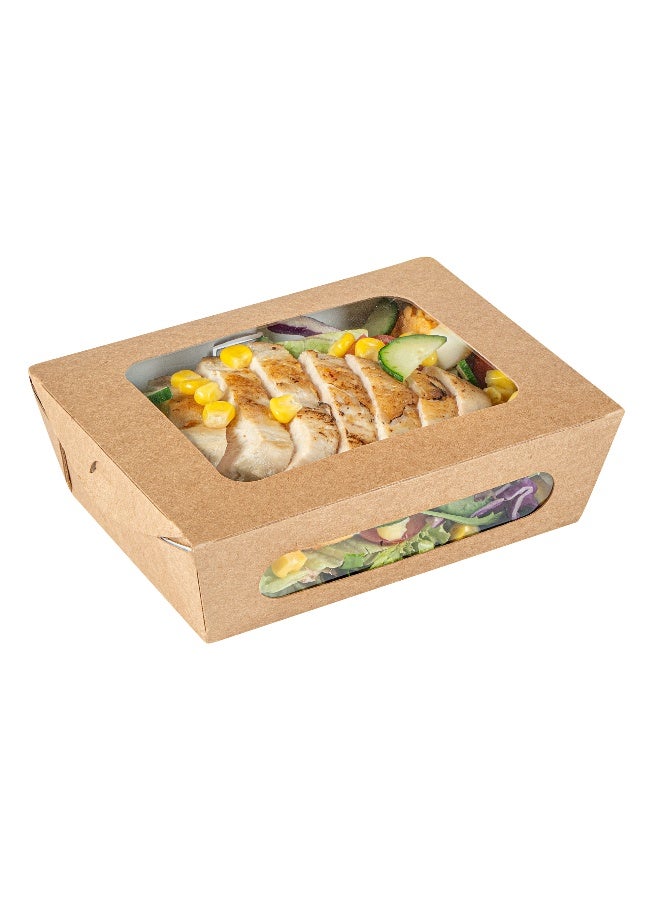 Restaurantware Cafe Vision 28 Ounce Food Boxes, 200 Greaseproof Baked Goods Gift Boxes - Built-In Clamshell Lid, 2 Windows, Kraft Paper Brownie Boxes, For Meals And Desserts - Image 1