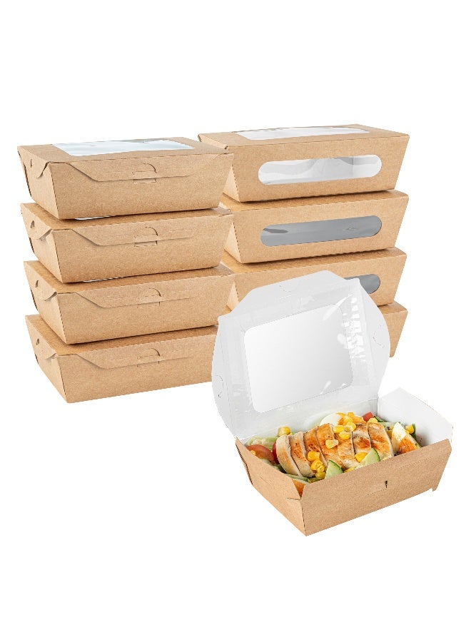 Restaurantware Cafe Vision 28 Ounce Food Boxes, 200 Greaseproof Baked Goods Gift Boxes - Built-In Clamshell Lid, 2 Windows, Kraft Paper Brownie Boxes, For Meals And Desserts - Image 2
