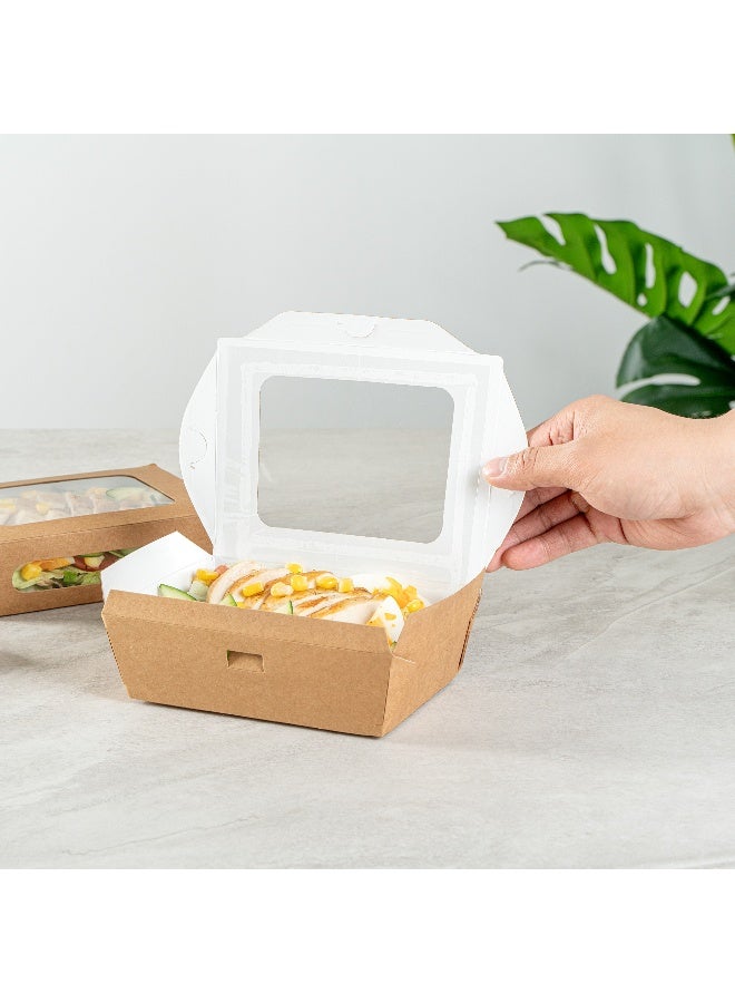 Restaurantware Cafe Vision 28 Ounce Food Boxes, 200 Greaseproof Baked Goods Gift Boxes - Built-In Clamshell Lid, 2 Windows, Kraft Paper Brownie Boxes, For Meals And Desserts - Image 5