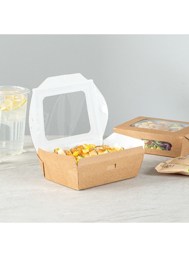 Restaurantware Cafe Vision 28 Ounce Food Boxes, 200 Greaseproof Baked Goods Gift Boxes - Built-In Clamshell Lid, 2 Windows, Kraft Paper Brownie Boxes, For Meals And Desserts - Image 4