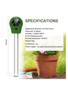 SYOSI Soil Moisture Meter, Soil pH Meter 3-in-1 Soil Tester, Moisture, Light, pH, Meter Tool for Garden, Farm, Plant, Outdoor, Indoor, Water Soil, Soil Hygrometer Sensor for Gardening, Test for Garden  - Image 4