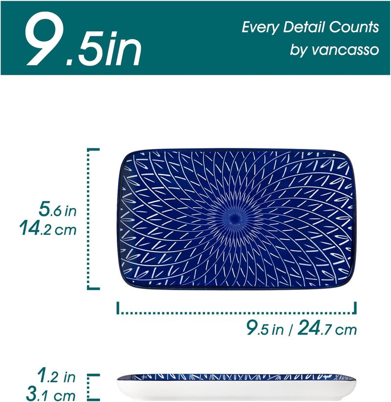 vancasso Selene Serving Platter, 9.5 in Serving Dishes Set of 6, Porcelain Rectangle Small Serving Plates, Dishwasher and Microwave Safe, Sushi Platters for Party - Image 3