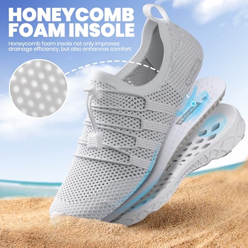 SEEKWAY Mens Womens Water Shoes Quick Dry Aqua Shoes Barefoot Beach Surf Hiking Pool Water Sports AE053 Black Green - Image 3